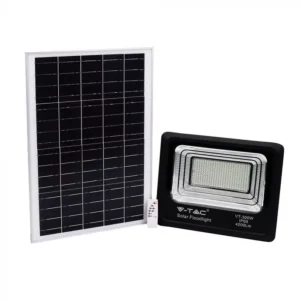 V-TAC Napelemes LED reflektor 50W 4200lm 3,2V 25000mAh 4000K, 5 m vezetékkel, UV álló, távirányítóval, fekete - 8578